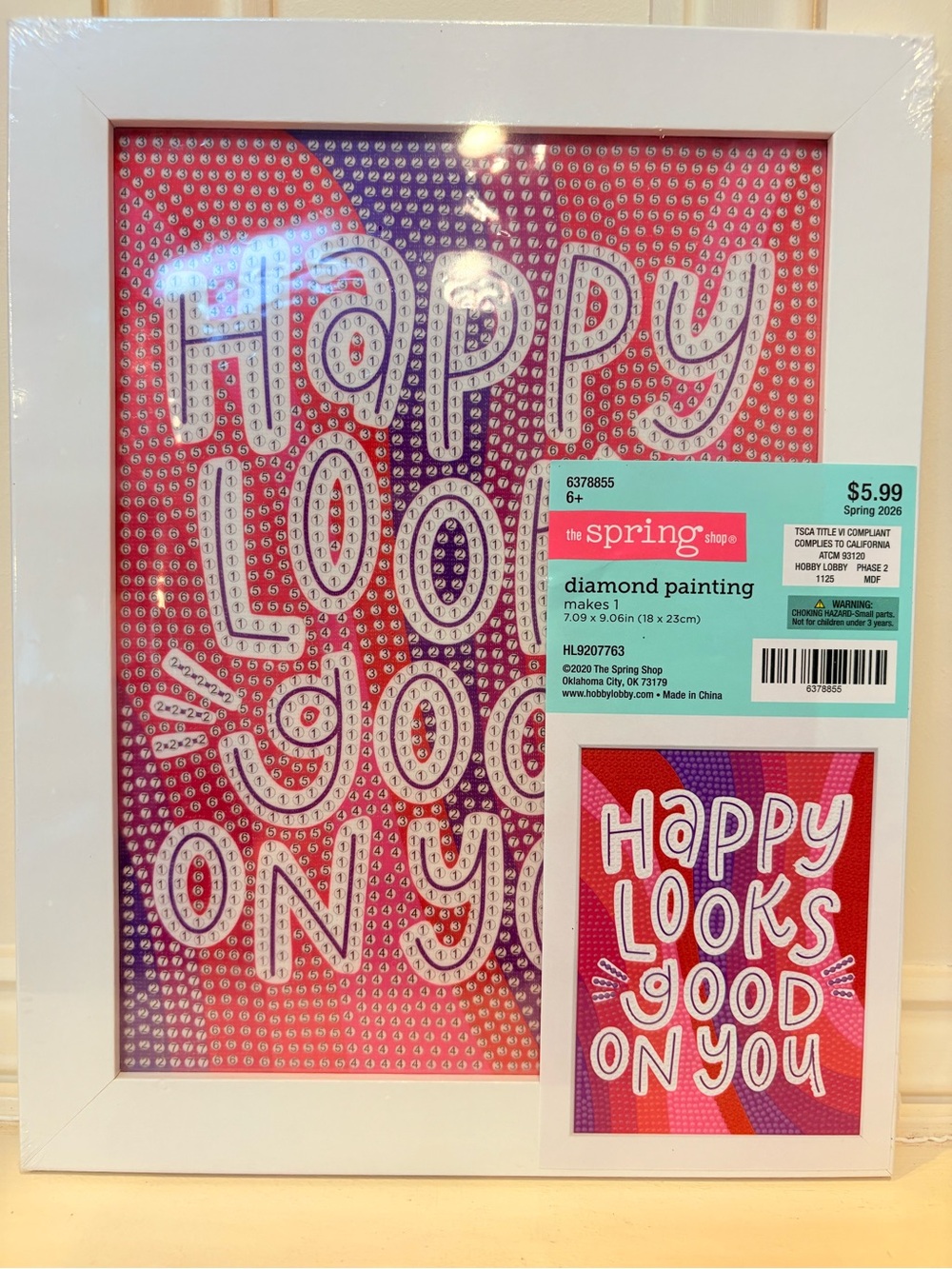 Spring Shop “Happy Looks Good On You” Framed Diamond Painting